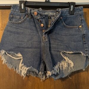 wild fable Distressed High-Rise Denim Shorts in Blue